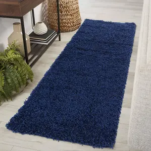 Luxurious Shaggy Rugs Soft Extra Thick Area Rugs Heavy 5cm Dense Pile for Living Room Bedroom Hallway (Navy Blue, 80 x 150cm)