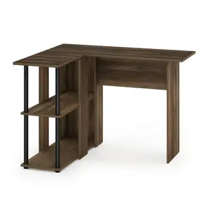 Angulo L-Shape Computer Desk Black / Columbia Walnut