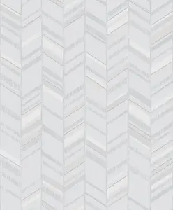 Galerie Special FX Silver Grey Glitter Chevrons Embossed Wallpaper