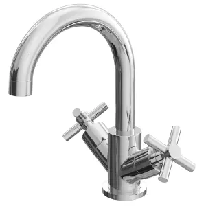 Modern Chrome Bathroom Sink Tap, Bath Filler Mixer & Push Button Waste Set