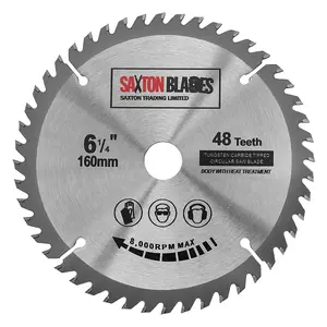 Saxton TCT Circular Saw Blade 160mm x 48 teeth x 20mm Bore & 16mm Ring