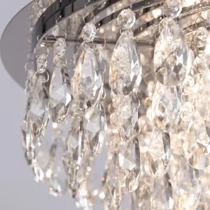 Litecraft Crystal Style Chrome 6 Lamp Flush Ceiling Light