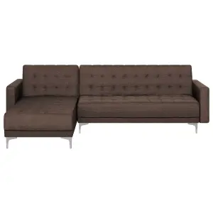 Corner Sofa ABERDEEN Dark Brown Fabric Right Hand