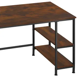 Desk Canton - shelf with 2 storage compartments - Industrial wood dark, rustic