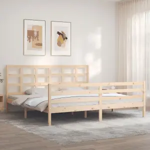 Berkfield Bed Frame with Headboard Super King Size Solid Wood