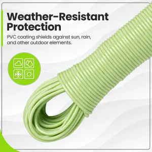 Hardys Clothes Washing Line - PVC Coated with Steel Core, Outdoor & Indoor Suitable Clothes Line, 80kg Capacity - 25m, Green