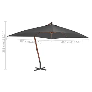 Berkfield Cantilever Umbrella with Wooden Pole 400x300 cm Anthracite