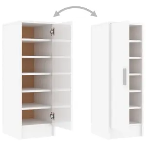 Berkfield Shoe Cabinet High Gloss White 32x35x92 cm Engineered Wood