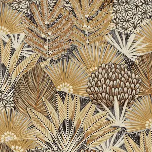 Grandeco Boutique Collection Mael Modern Jungle Copper Brown Botanical Wallpaper