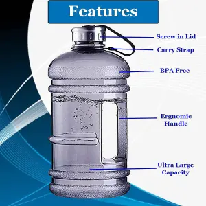 Almineez 2.2L Water Bottle Leakproof BPA Free Odorless Jug Daily Hydration Gym Fitness