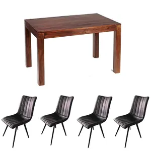 Dakota 4Ft Medium Mango Wooden Dining Table Set With 4 Chairs