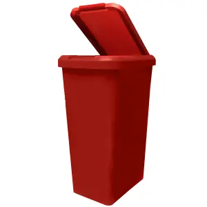 Kitchen Bin Touch and Lift Rectangle Swing Bin as a Kitchen Waste Rubbish Recycle Bin 45L - Red