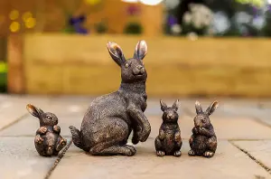 4pc Rabbit Garden Ornament Set Hare Statues