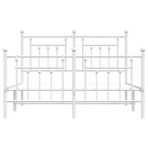 Berkfield Metal Bed Frame with Headboard and Footboard White 150x200 cm