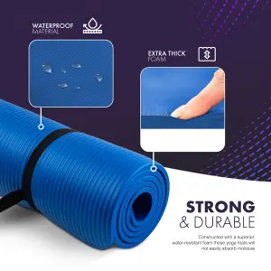 KAYMAN Yoga Mat Blue - 183cm x 60cm Multi-Purpose Extra Thick Foam Exercise Mats