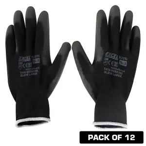 Excel Durable Grip Working Gloves Black Size XL Pack of 12