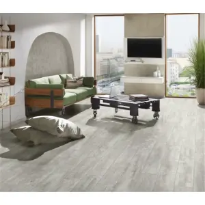 PACK OF 5 (Total 5 Units) - Light Grey Oak 8mm Thick Laminate Flooring (11.1m2 Coverage)