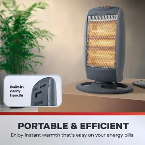 Fine Elements Halogen Heater 1200W Portable Free Standing Radiator White