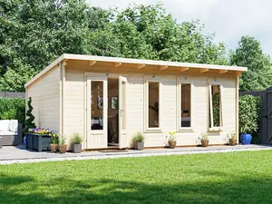 Dunster House Log Cabin Garden Office 6m x 4m Man Cave Garden Room Summerhouse Terminator (45mm)