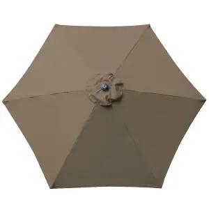 SunDaze Taupe 2.5M Round Garden Parasol Outdoor Patio Umbrella, Base Weights & Weather Protective Cover