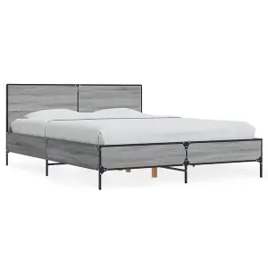 Berkfield Bed Frame without Mattress Grey Sonoma 135x190 cm Double