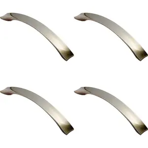 4x Concave Bow Cabinet Pull Handle 162 x 19mm 128mm Fixing Centres Satin Nickel