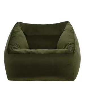 icon Natalia Velvet Armchair Bean Bag Olive Green Giant Bean Bag Chair