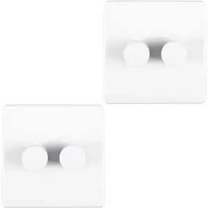 2 PACK 2 Gang Dimmer Switch 2 Way LED SCREWLESS MATT WHITE Light Dimming Wall