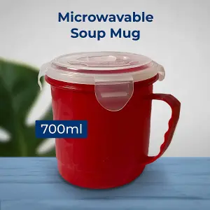 4pk Soup Containers with Lids - Microwavable Soup Mug with Lid - 700ml Microwave Bowl Soup Storage Containers