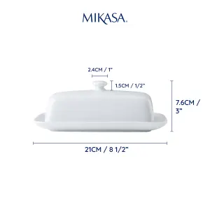 Mikasa Chalk Porcelain Butter Dish, 21cm, White