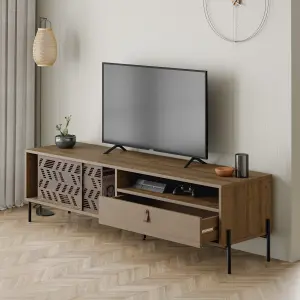 Decortie Dionysos Modern TV Unit Multimedia Centre with Storage TV Cabinet 170cm Dark Oak Effect