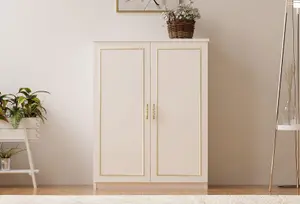 MARIE Gold White Shoe Cabinet With 2 Doors