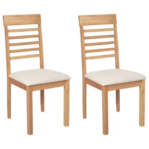 Set of 2 Dining Chairs ORTLEY Rubberwood Light Wood