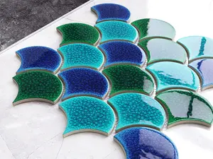 Mosaic sheet in ceramic on net 290mm x 285mm - Blue Wave