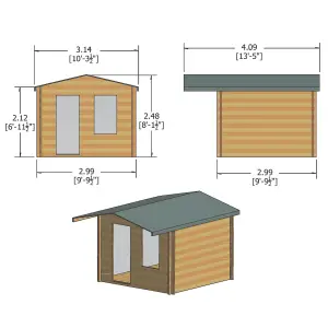 Shire Hopton 10x10 ft Toughened glass & 1 window Apex Wooden Cabin - Assembly service included