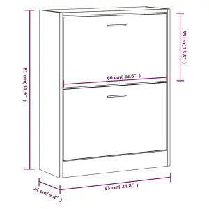 Berkfield Shoe Cabinet Grey Sonoma 63x24x81 cm Engineered Wood