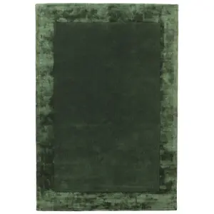 Green Bordered Wool Handmade Luxurious Modern Plain Easy to Clean Rug For Dining Room Bedroom And Living Room-160cm X 230cm