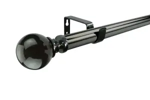 GoodHome Kilmos Gloss Black Nickel effect Extendable Ball Curtain pole Set, (L)1200mm-2100mm (Dia)28mm