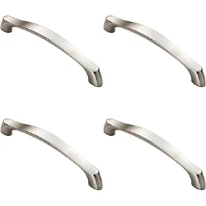 4x Chunky Arched Grip Pull Handle 194 x 17mm 160mm Fixing Centres Satin Nickel