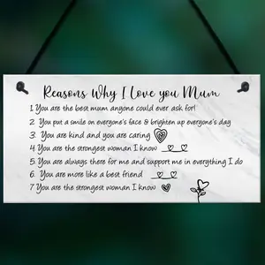 Reasons Why I Love Mum Birthday Christmas Gift Hanging Plaque Mum Gift From Daughter Son