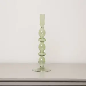 Melody Maison Tall Dark Green Glass Candle Holder - 27cm