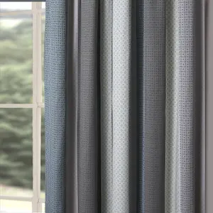 Home Curtains Seville Printed Stripe Lined 46w x 48d" (117x122cm) Grey Pencil Pleat Curtains (PAIR) With Tiebacks Included