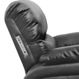 Madison Bonded Leather Recliner Armchair Sofa Home Lounge Chair Reclining Gaming (Black)