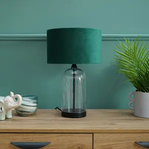 Glass Desk Lamp Black / Forest Green