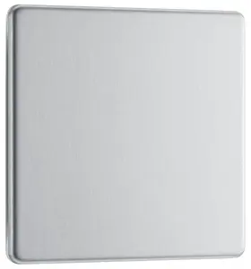 GoodHome Brushed Steel 1 gang Single Screwless Blanking plate