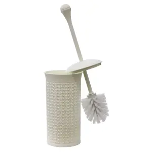 JVL Loop Toilet Brush and Round Plastic Bin - White