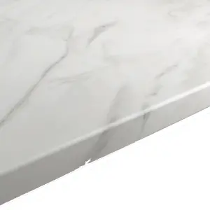 GoodHome 22mm Algiata Matt White marble effect Chipboard & laminate Post-formed Kitchen Worktop, (L)3000mm