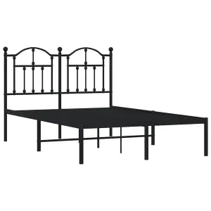 Berkfield Metal Bed Frame with Headboard Black 120x190 cm