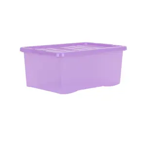 Wham Crystal Sparkle 10x 45L Plastic Storage Boxes with Lids Sparkle Lavender (Purple). Medium Size, Strong (Pack of 10, 45 Litre)