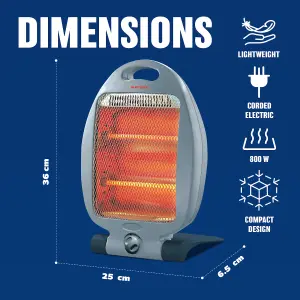 2 X 800W 2 Bars Halogen Heater - Instant Heat With Two Settings Ideal For Winter  Home, Office, Living Room, Caravan, Garages